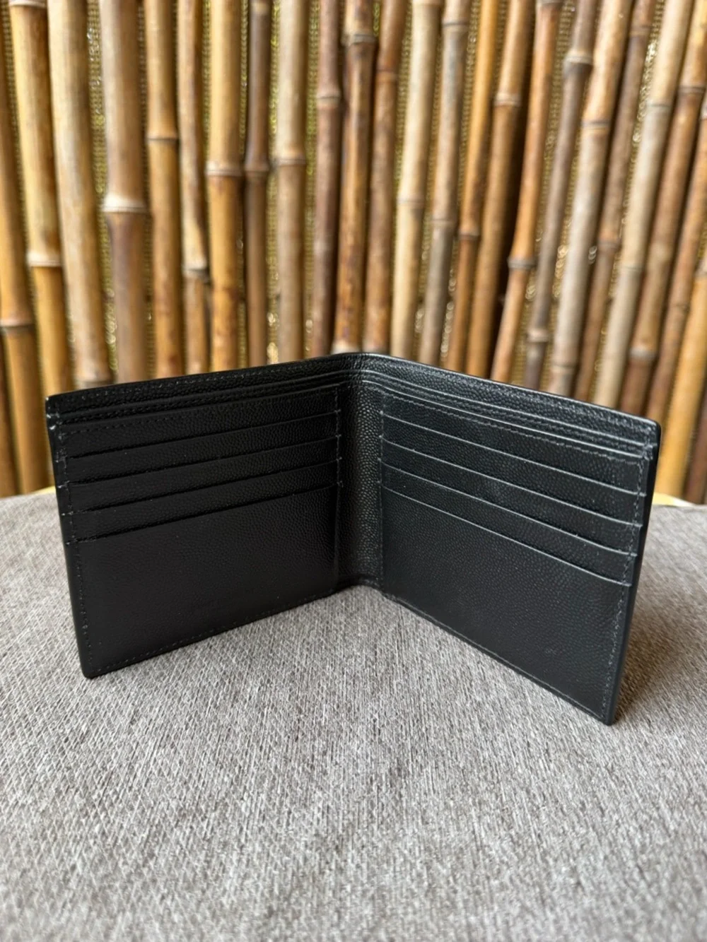 SAINT LAURENT grained leather mens wallet